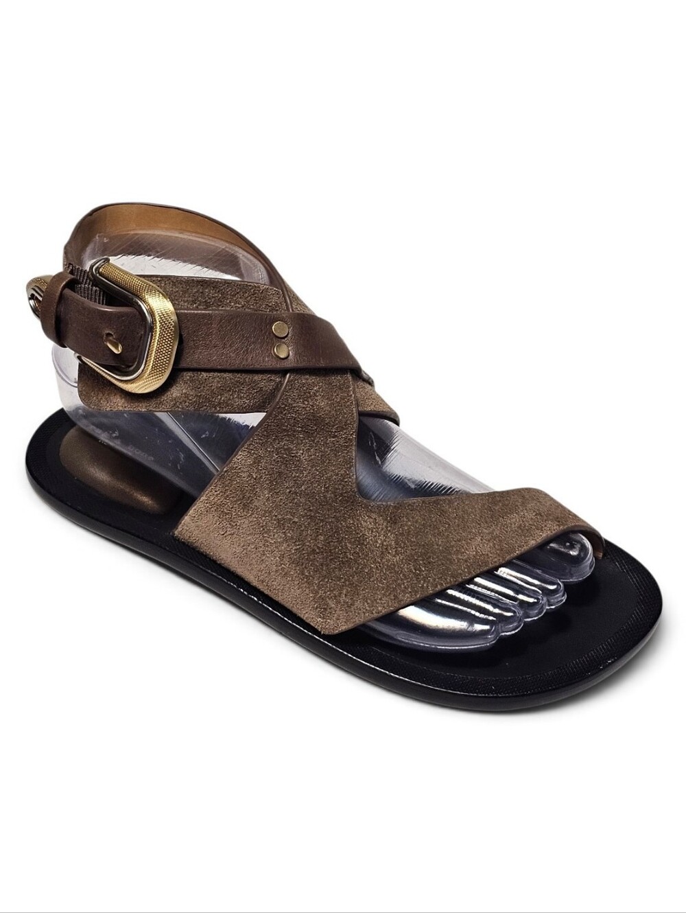 Rag & Bone Ventura Sandal - Suede Sandals Tundra Brown Ankle Buckle Size 36 Us 6